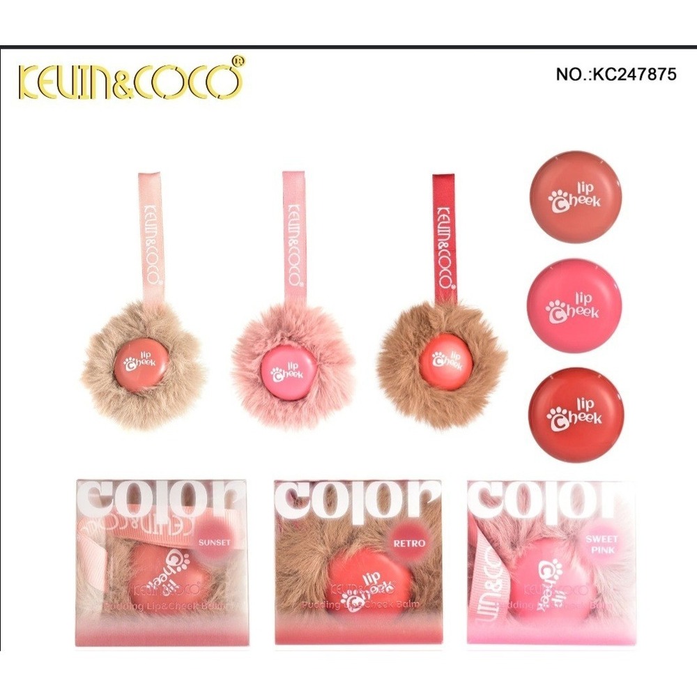 Kevin & Coco Pudding Lip & Cheek Balm Set Of Three Retro, Sweet‎ Pink, Sunset
